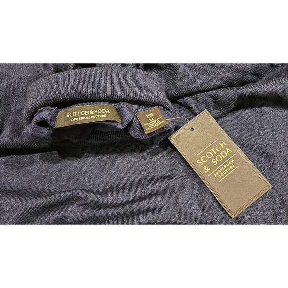 Scotch & Soda Classic Navy Blue Turtleneck Sweater For Men Size XL Lightweight - Picture 3 of 7